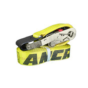 yellow ratchet strap with web keep and flat hooks